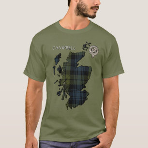 Clan Campbell Wappen & Tartan Karte T-Shirt
