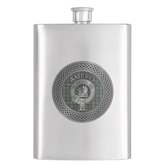 Clan Campbell Wappen & Tartan Knot Flask Flachmann (Vorderseite)