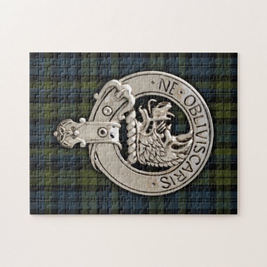Clan Campbell Wappen & Tartan Puzzle (Horizontal)