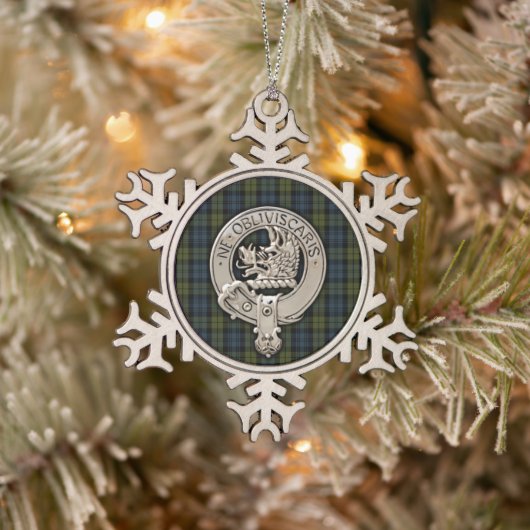 Clan Campbell Wappen & Tartan Schneeflocken Zinn-Ornament (Baum)