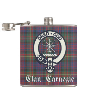 Clan Carnegie Crest Tartan Flachmann