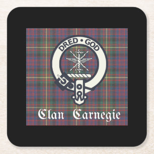 Clan Carnegie Crest Tartan Rechteckiger Pappuntersetzer