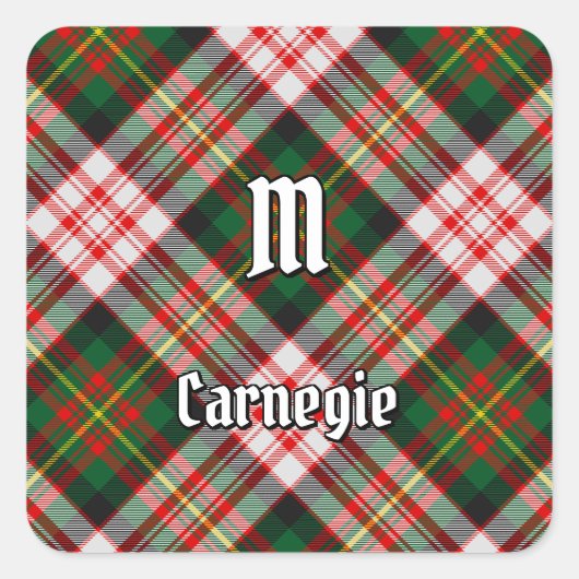 Clan Carnegie Dress Tartan Quadratischer Aufkleber (Vorderseite)