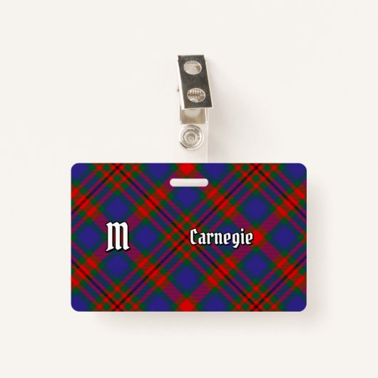 Clan Carnegie Tartan Ausweis (Vorderseite mit Klammer)
