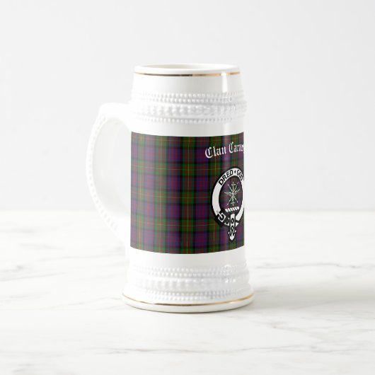 Clan Carnegie Wappen Abzeichen und Tartan Bierglas (Vorderseite Links)