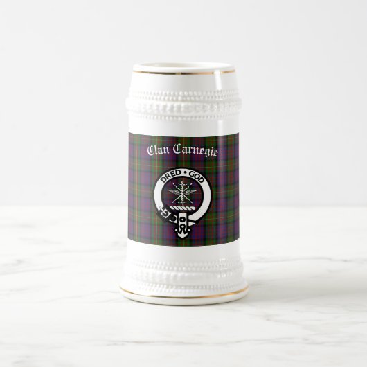 Clan Carnegie Wappen Abzeichen und Tartan Bierglas (Mittel)