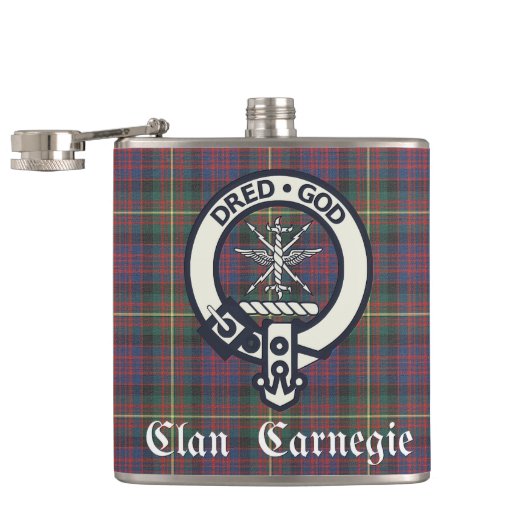 Clan Carnegie Wappen Tartan Flachmann (Geöffnet)