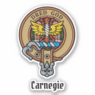 Clan Carnegie Wappen über Dress Tartan Aufkleber