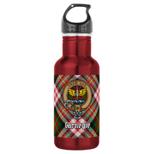 Clan Carnegie Wappen über Dress Tartan Edelstahlflasche