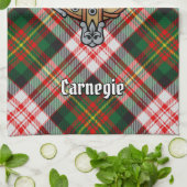 Clan Carnegie Wappen über Dress Tartan Geschirrtuch (Gefaltet)