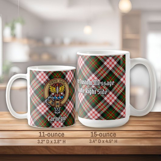 Clan Carnegie Wappen über Dress Tartan Kaffeetasse