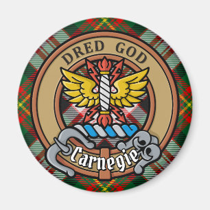 Clan Carnegie Wappen über Dress Tartan Magnet