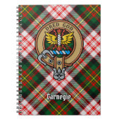Clan Carnegie Wappen über Dress Tartan Notizblock (Vorderseite)