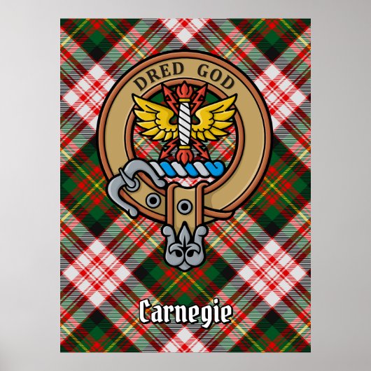 Clan Carnegie Wappen über Dress Tartan Poster (Vorne)