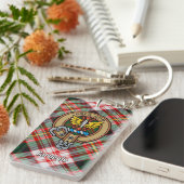 Clan Carnegie Wappen über Dress Tartan Schlüsselanhänger (Vorderseite rechts)