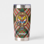 Clan Carnegie Wappen über Dress Tartan Thermobecher (Vorderseite)