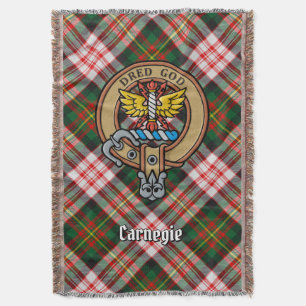 Clan Carnegie Wappen über Kleidertartan Decke