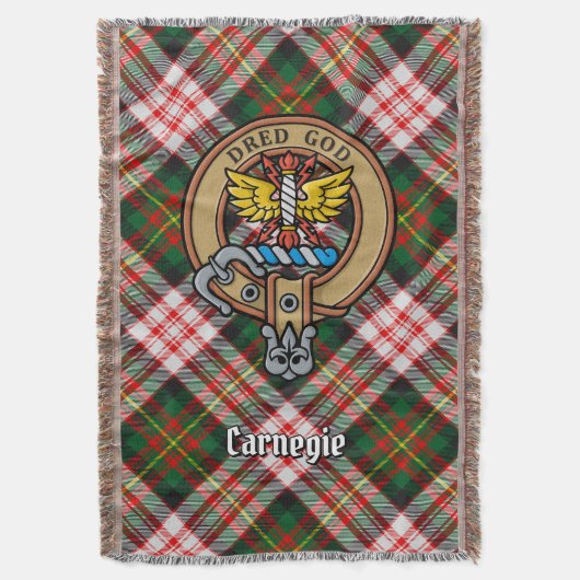 Clan Carnegie Wappen über Kleidertartan Decke (Vorderseite Vertikal)