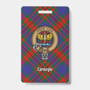 Clan Carnegie-Wappen über Tartan Ausweis