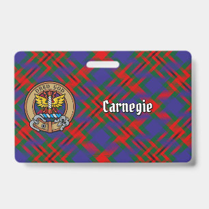 Clan Carnegie-Wappen über Tartan Ausweis