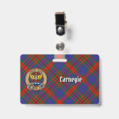 Clan Carnegie Wappen über Tartan Ausweis (Vorderseite mit Clip)