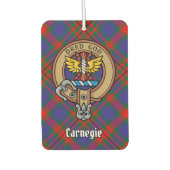 Clan Carnegie Wappen über Tartan Autolufterfrischer (Vorderseite)
