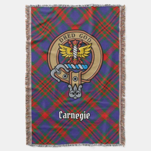 Clan Carnegie-Wappen über Tartan Decke (Vorderseite Vertikal)