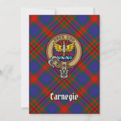 Clan Carnegie Wappen über Tartan Einladung (Rückseite)