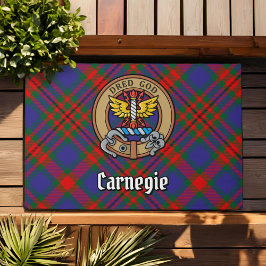 Clan Carnegie Wappen über Tartan Fußmatte