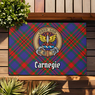Clan Carnegie Wappen über Tartan Fußmatte