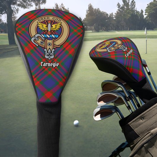 Clan Carnegie Wappen über Tartan Golf Headcover