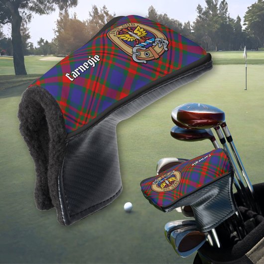 Clan Carnegie Wappen über Tartan Golf Headcover