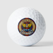 Clan Carnegie Wappen über Tartan Golfball (Vorderseite)