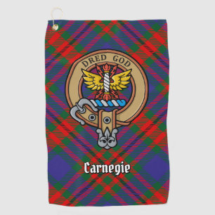 Clan Carnegie Wappen über Tartan Golfhandtuch