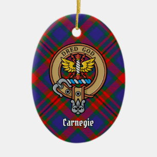 Clan Carnegie Wappen über Tartan Keramik Ornament