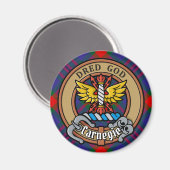 Clan Carnegie Wappen über Tartan Magnet (Vorderseite/Rückseite)