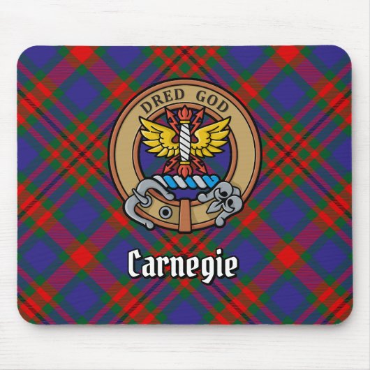 Clan Carnegie Wappen über Tartan Mousepad (Vorne)