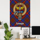 Clan Carnegie Wappen über Tartan Poster (Heimbüro)