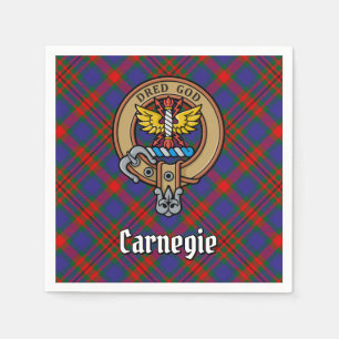 Clan Carnegie Wappen über Tartan Serviette