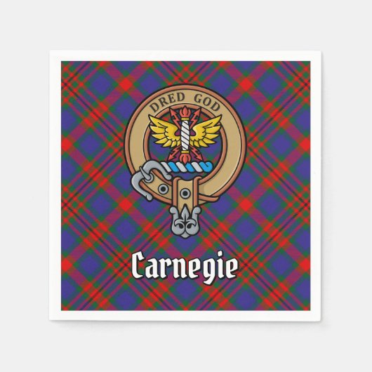 Clan Carnegie Wappen über Tartan Serviette (Vorderseite)