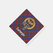 Clan Carnegie Wappen über Tartan Serviette (Ecke)