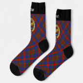 Clan Carnegie Wappen über Tartan Socken (Linkes Detail)