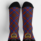 Clan Carnegie Wappen über Tartan Socken (Oben)