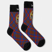 Clan Carnegie Wappen über Tartan Socken (Rechts)