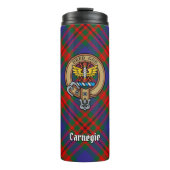 Clan Carnegie Wappen über Tartan Thermosbecher (Vorderseite)