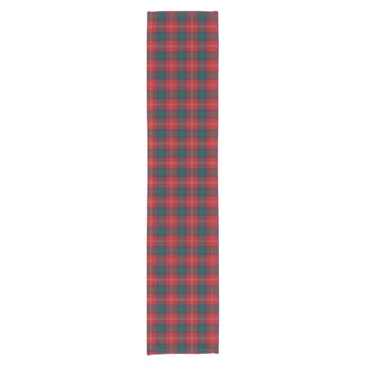 Clan Chisholm Red und Blue Scottish Tartan Kurzer Tischläufer (Vorderseite)