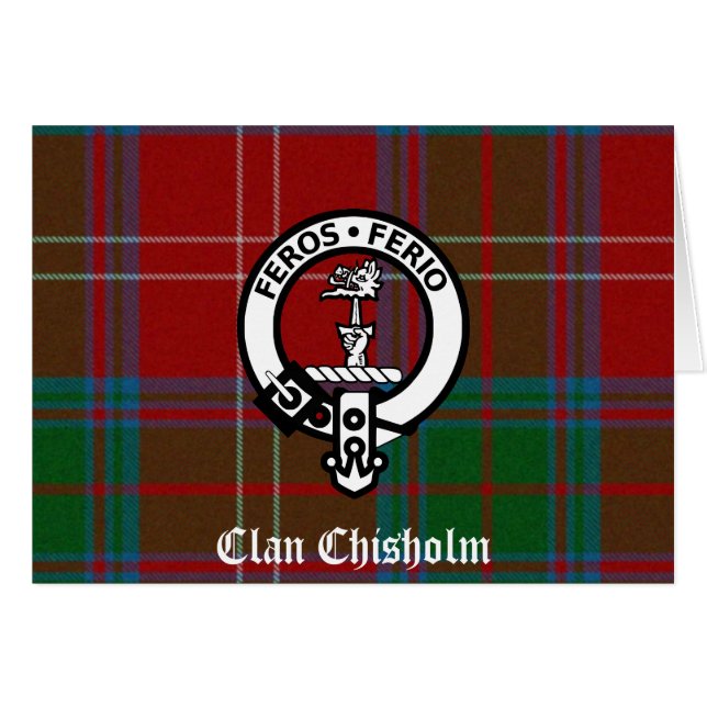 Clan Chisholm Tartan & Wappen Abzeichen (Vorderseite (Horizontal))