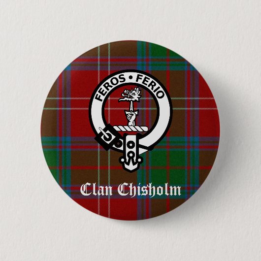 Clan Chisholm Tartan & Wappen Abzeichen Button (Vorderseite)