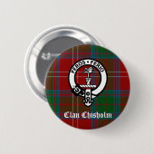 Clan Chisholm Tartan & Wappen Abzeichen Button (Vorne & Hinten)