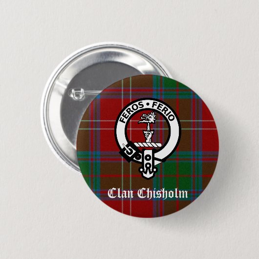 Clan Chisholm Tartan & Wappen Abzeichen Button (Vorne & Hinten)
